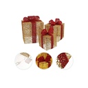 SET*3 CAJAS DE REGALO CON LUCES CESTOS DECORATIVOS PARA NAVIDAD